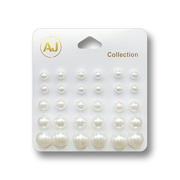 AJ PEARL EARRING SET (15 PAIR) - Han's Beauty Supply