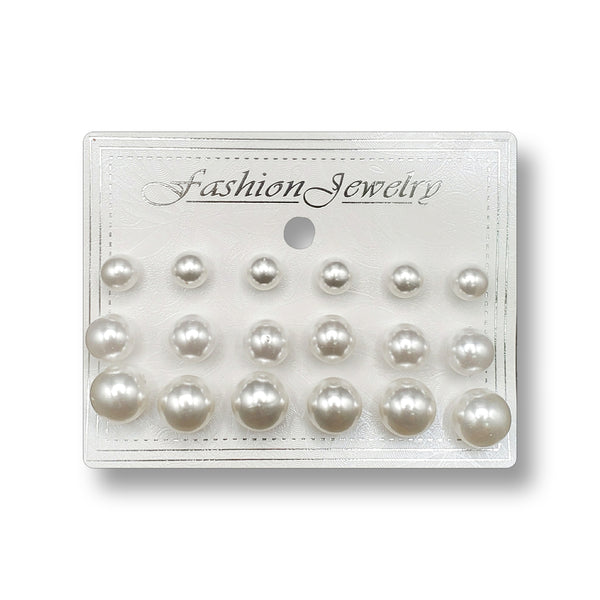 WHITE PEARL EARRING SET (9 PAIR) - Han's Beauty Supply