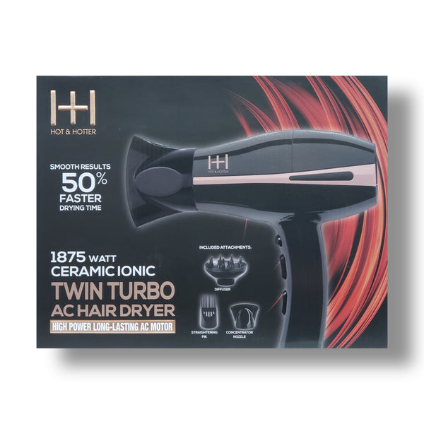 Hot & Hotter Ceramic Ionic Twin Turbo AC Hair Dryer