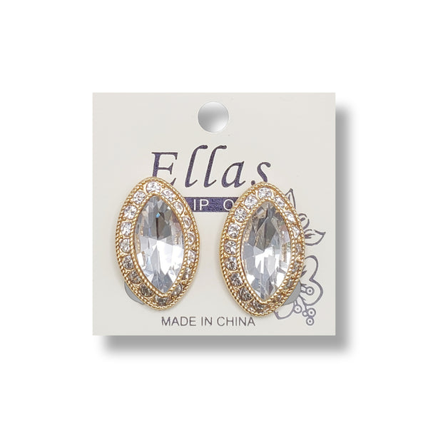 Ellas Marquise Cut Clip-On Earrings (Gold)