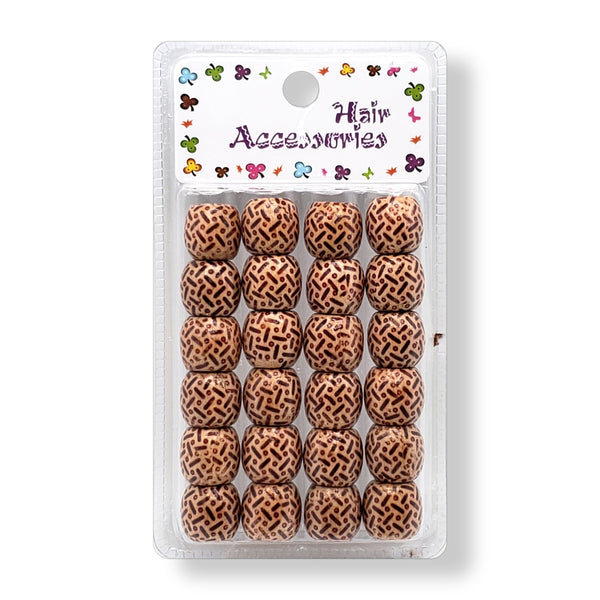 Jackie Patterned Wooden Hair Beads