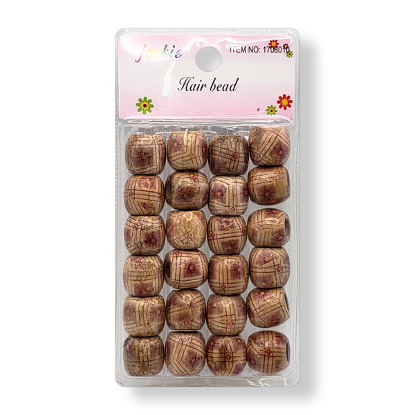 Jackie Patterned Wooden Hair Beads