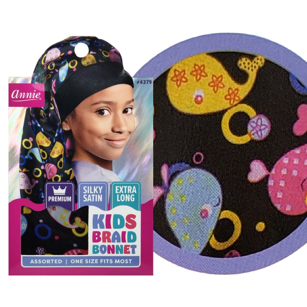 Annie Silky Satin Kids Braid Bonnet (Extra Long)