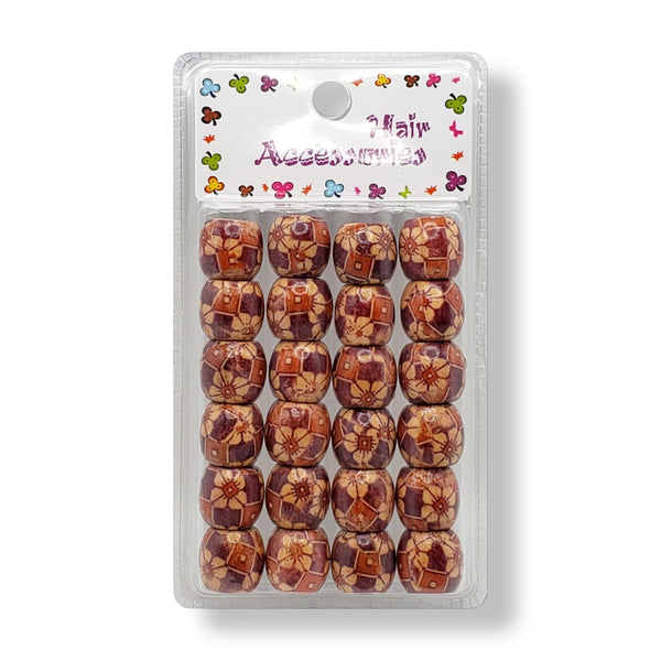 Jackie Patterned Wooden Hair Beads