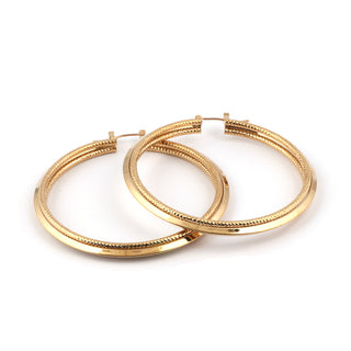 SEOUL STONE RHODIUM PLATED HOOP EARRINGS (GOLD) - Han's Beauty Supply