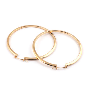 SEOUL STONE RHODIUM PLATED HOOP EARRINGS (GOLD) - Han's Beauty Supply