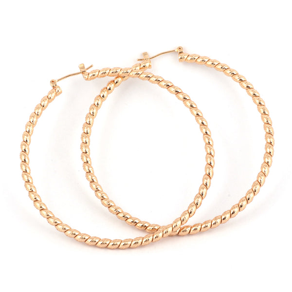 SEOUL STONE RHODIUM PLATED HOOP EARRINGS (GOLD) - Han's Beauty Supply