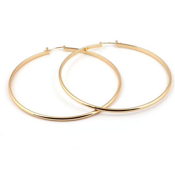 SEOUL STONE RHODIUM PLATED HOOP EARRINGS (GOLD) - Han's Beauty Supply